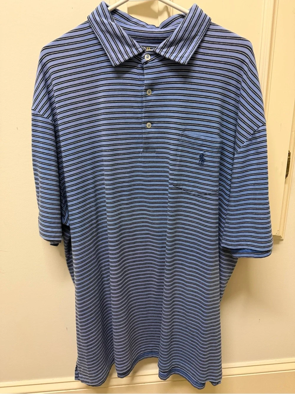 Polo by Ralph Lauren Light Blue and Navy Striped Men's Polo